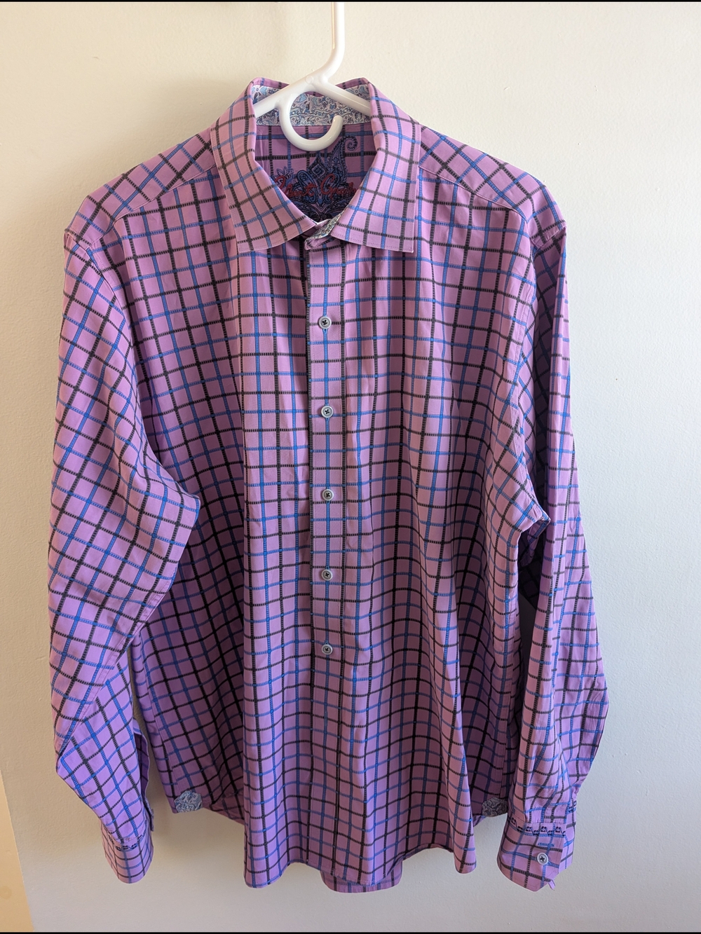 Robert Graham Men's Purple Checked Button-Down Dress Shirt